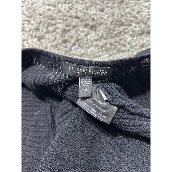 Eileen Fisher Women's Medium Black Open Front Sleeveless Wool Cardigan Vest - Picture 4 of 5